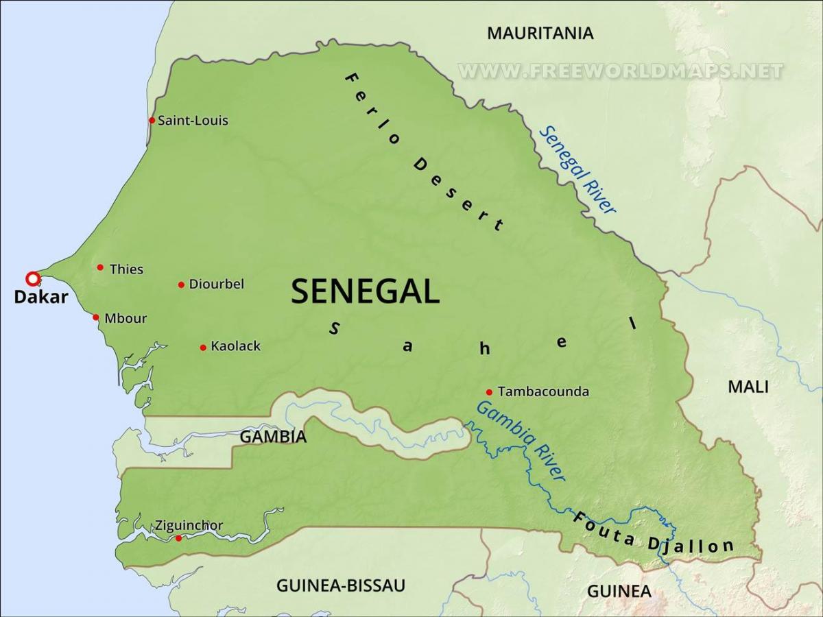 mapa fizyczna mapa Senegalu