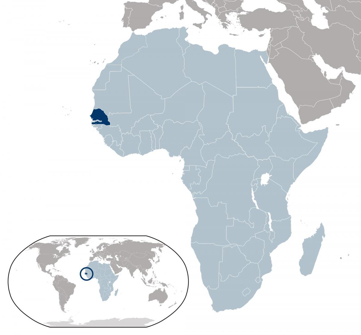mapa lokalizacji Senegal na świat