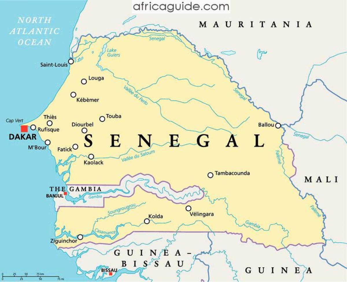 Rzeki Senegal mapa Afryki