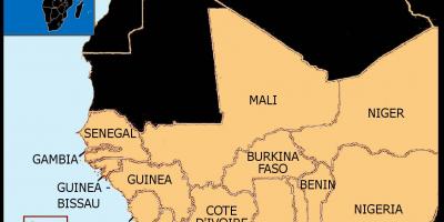 Mapa Senegalu mapie Afryki Zachodniej
